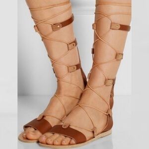 Ancient Greek Sandals Thebes Gladiator Lace-up Brown
